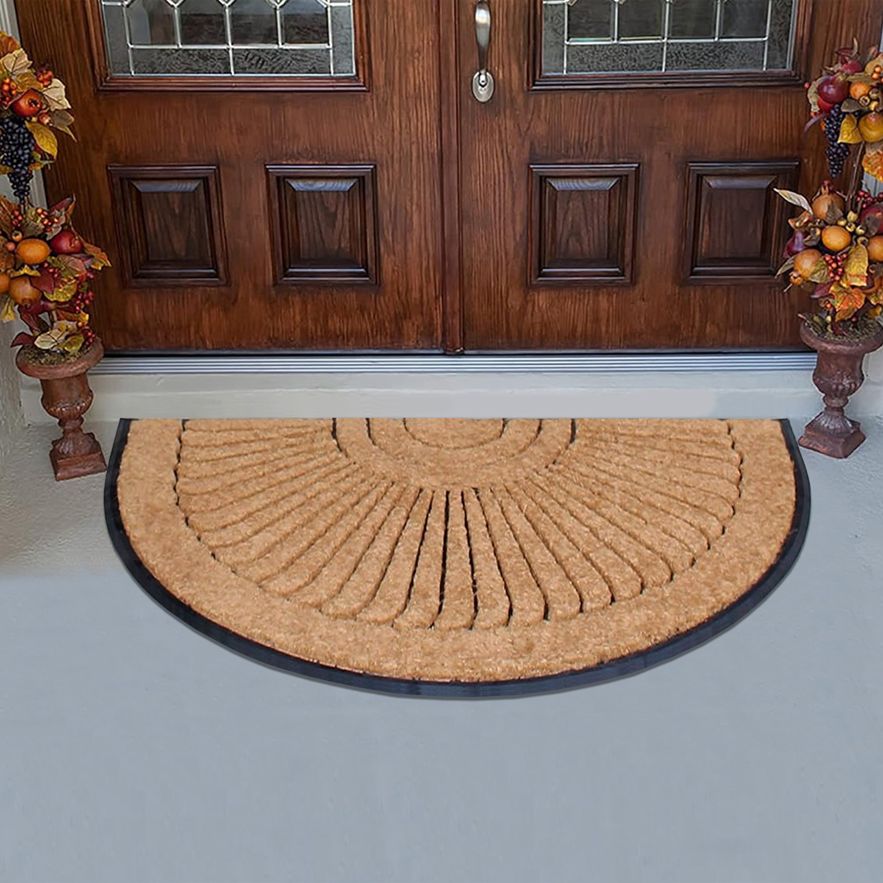 outdoor entry mat coir sunburst pattern