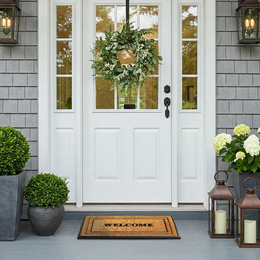 outdoor entry mat coir welcome text design