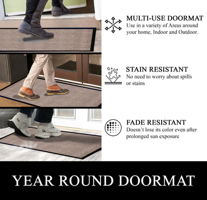 A1HC Indoor Outdoor Doormat, Non-Slip Rubber Mat for Entrance, Patio, Garage and Office - Stripe