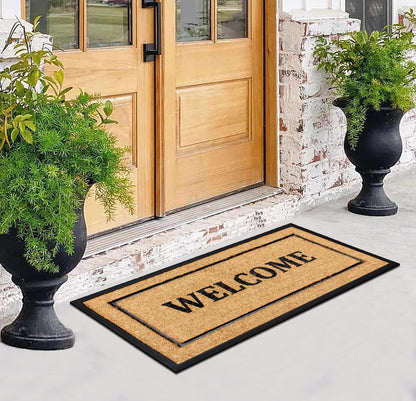 A1HC Extra Large Welcome Doormat 30"X60", Rubber & Coir, Heavy Duty, Thin Profile Front Door Mat