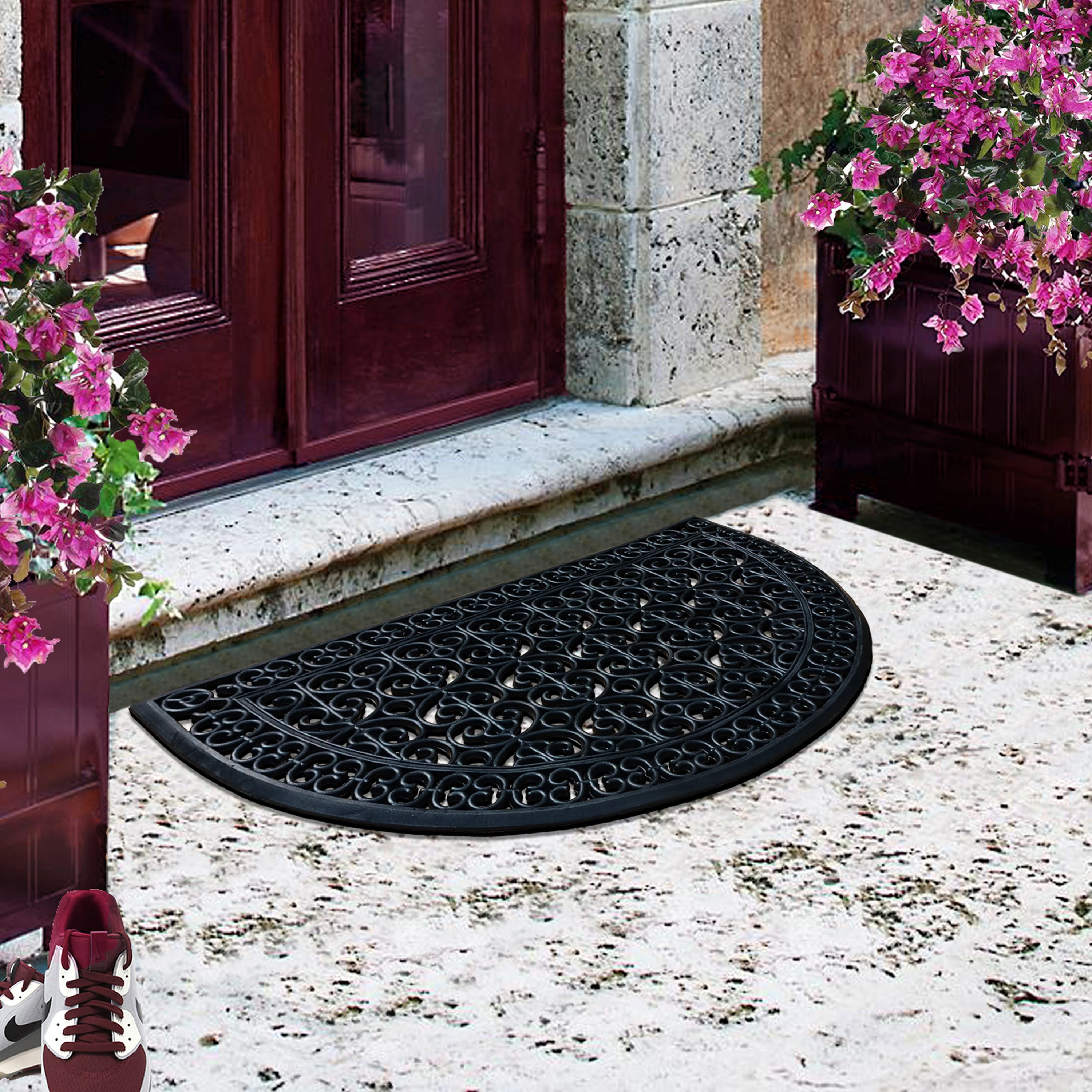 decorative outdoor rubber mat for front door entrance