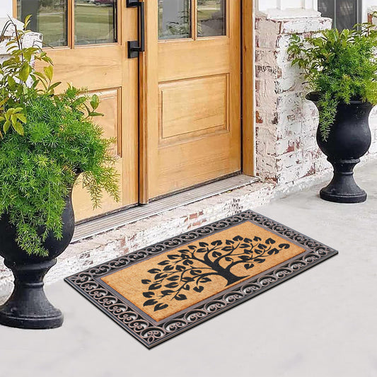 natural coir door mat rubber frame entryway