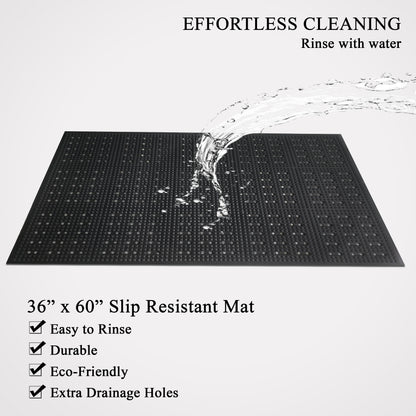 A1HC Anti Fatigue Waterproof  Multi-Purpose Rubber Floor Mat 36"X60" Grease Proof Drainage Mat Black