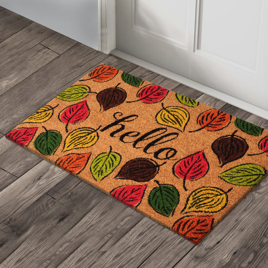 Hello Autumn Leaves Coir Doormat 18x30, view 4