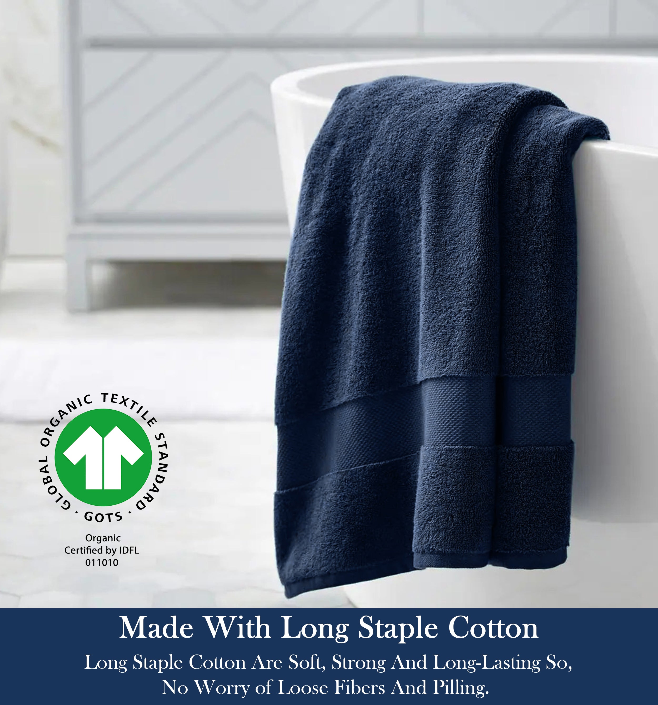 Delara GOTS Certified Organic Cotton Towel Set 6-Piece, Ultra-Plush Spa Towels - 2 Bath, 2 Hand, 2 Washcloths