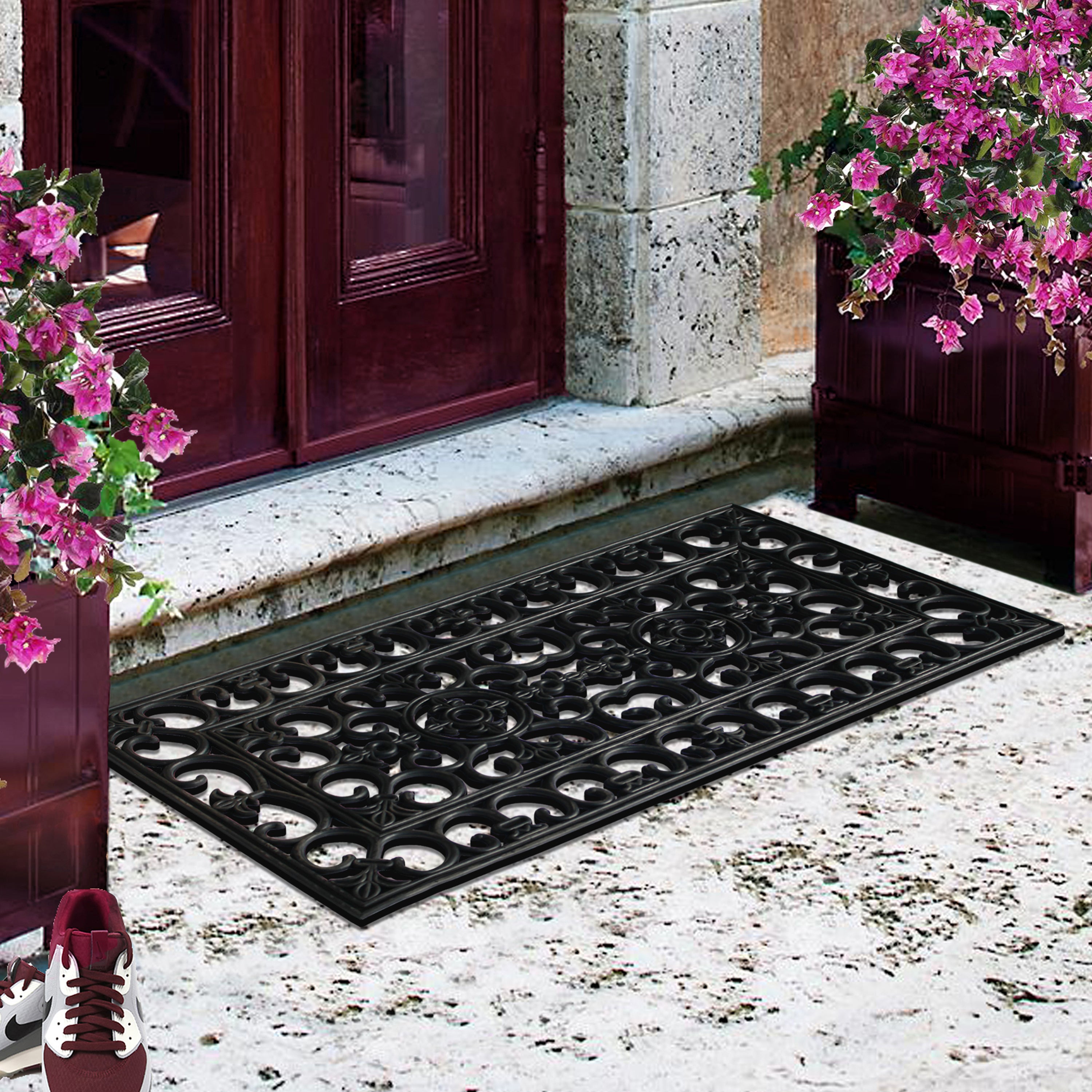 decorative rubber door mat for patio entrance