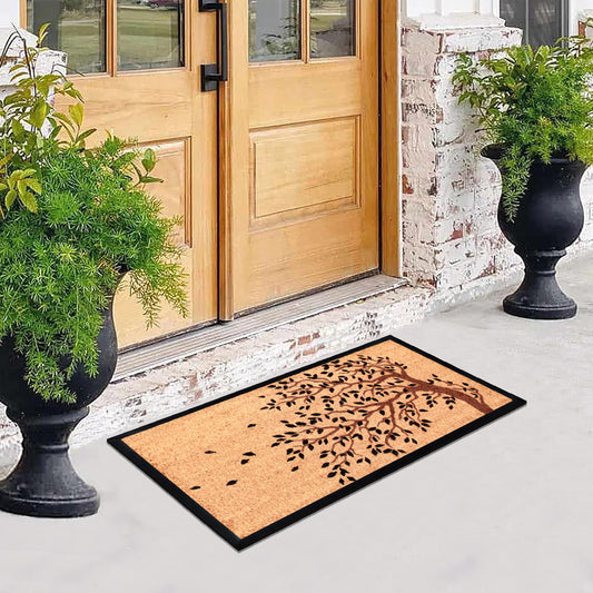 front door mat with tree branch pattern