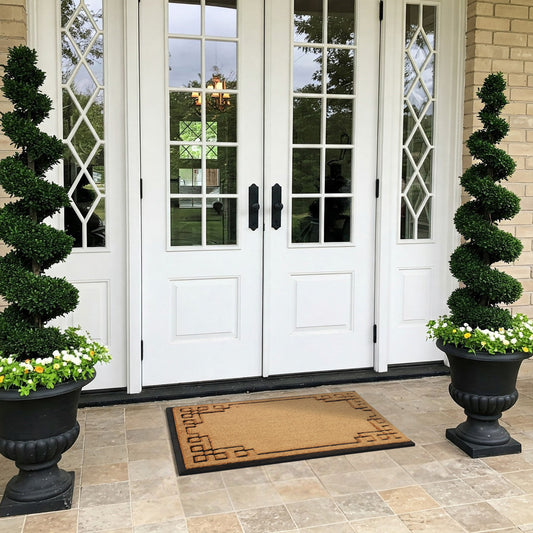 rectangular coir doormat geometric border design