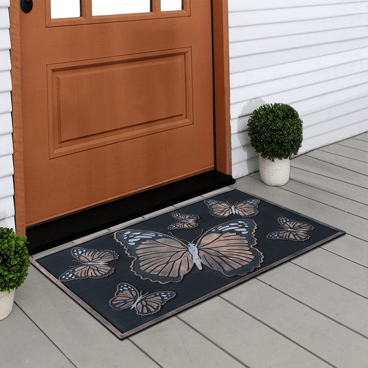 decorative butterfly front door rubber mat