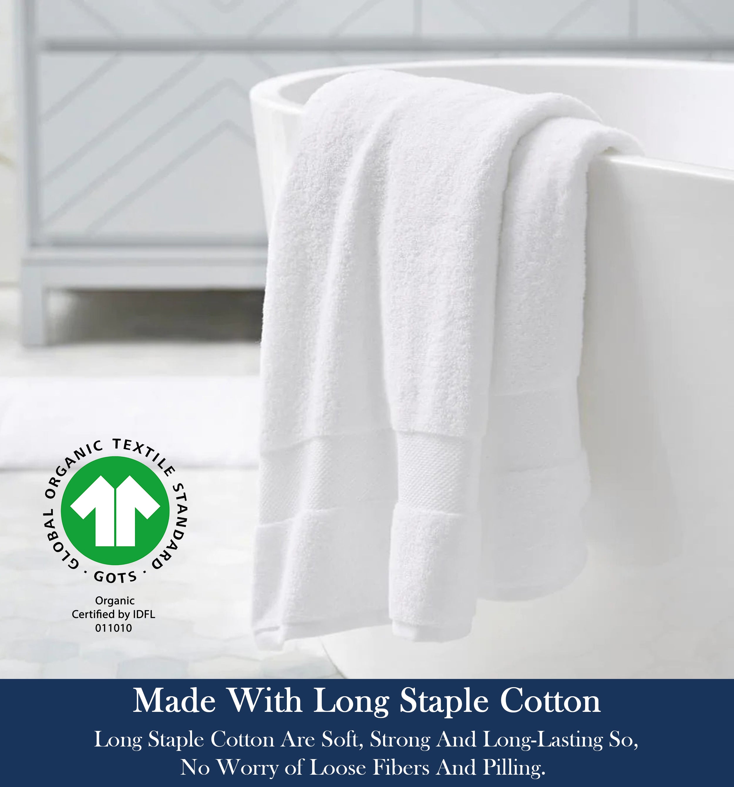 Delara GOTS Certified Organic Cotton Towel Set 6-Piece, Ultra-Plush Spa Towels - 2 Bath, 2 Hand, 2 Washcloths