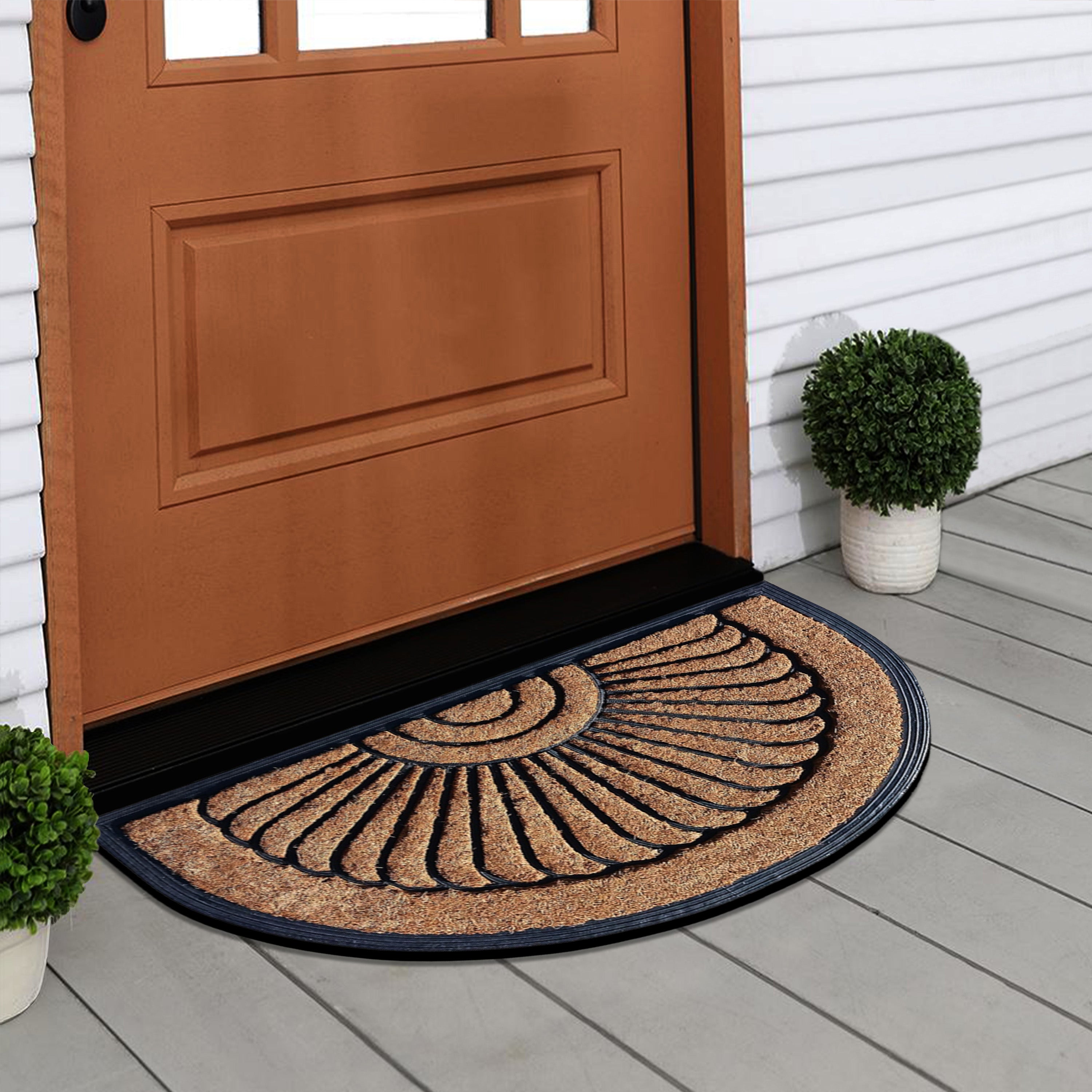 non slip rubber coir half round door mat