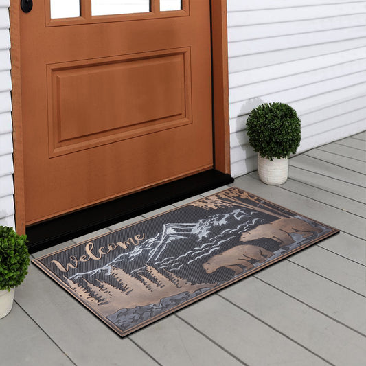 Weather-resistant outdoor entry mat with Welcome message