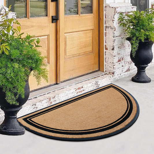 non slip coir doormat patio half round design
