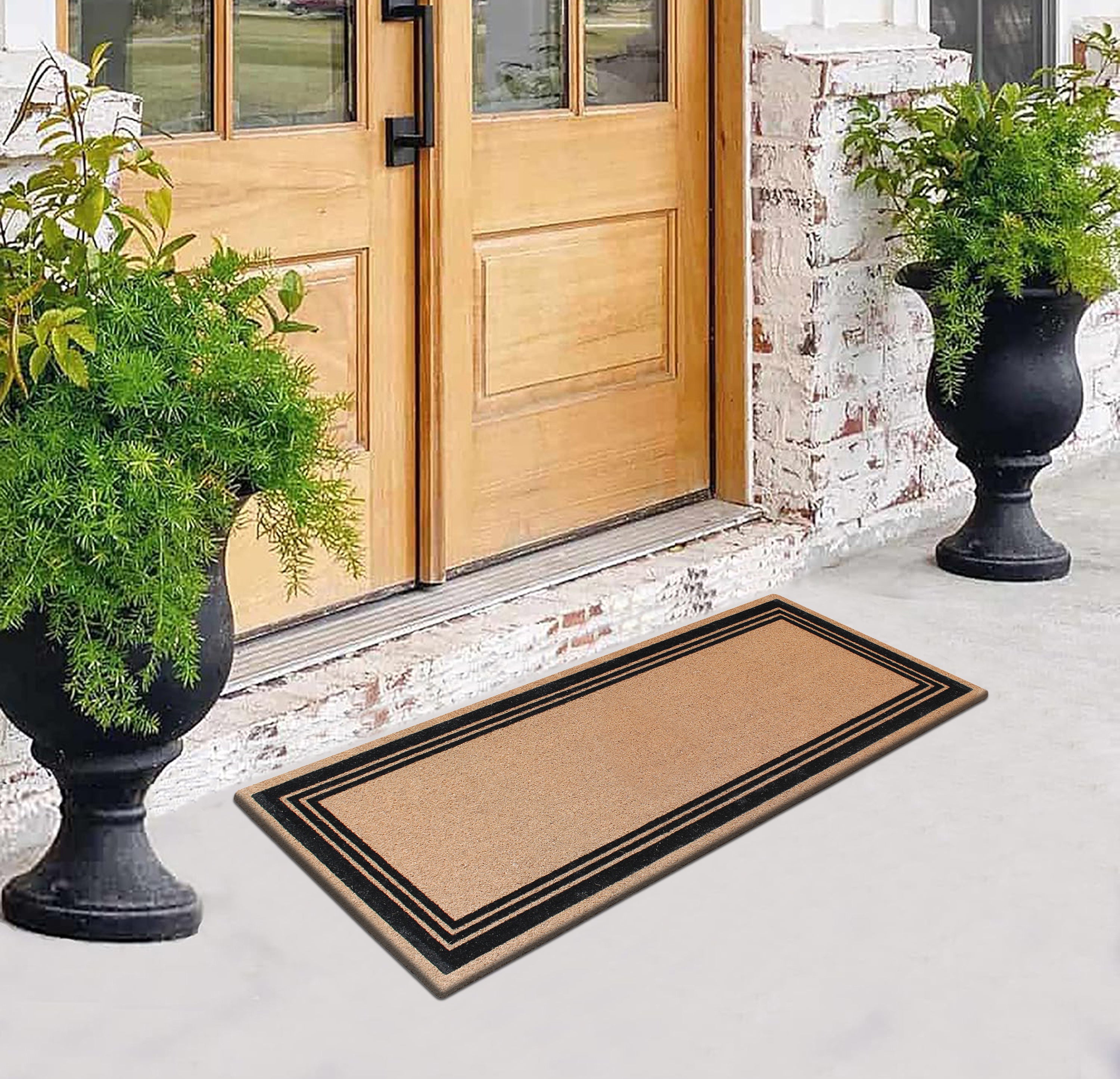 A1HC Classic Design Coir Doormat – Outdoor Coco Coir Front Door Mat with Non-Slip PVC Backing for Entryway, Porch & Patio
