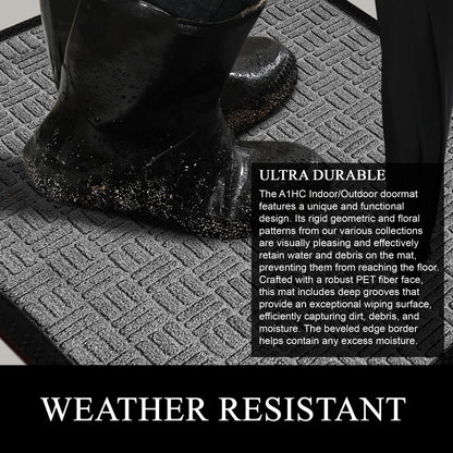 A1HC Indoor Outdoor Doormat Non-Slip Rubber Mat for Entrance, Patio, Garage and Office - Criss Cross