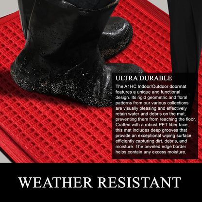 A1HC Durable Multi Purpose Polypropylene Rubber Doormat for Indoor Outdoor Front Door Mat, Waffle