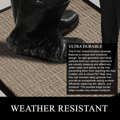 A1HC Indoor Outdoor Doormat Non-Slip Rubber Mat for Entrance, Patio, Garage and Office - Criss Cross