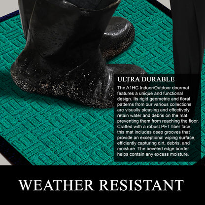 A1HC Indoor Outdoor Doormat Non-Slip Rubber Mat for Entrance, Patio, Garage and Office - Criss Cross