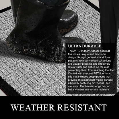 A1HC Indoor Outdoor Doormat Non-Slip Rubber Mat for Entrance, Patio, Garage and Office - Criss Cross