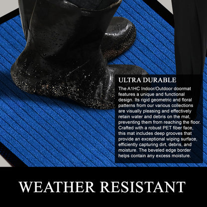 A1HC Indoor Outdoor Doormat, Non-Slip Rubber Mat for Entrance, Patio, Garage and Office - Stripe