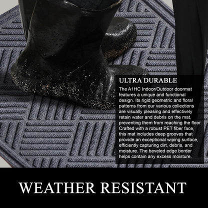 A1HC Durable Multi Purpose Polypropylene Rubber Doormat for Indoor Outdoor Front Door Mat, Checkered