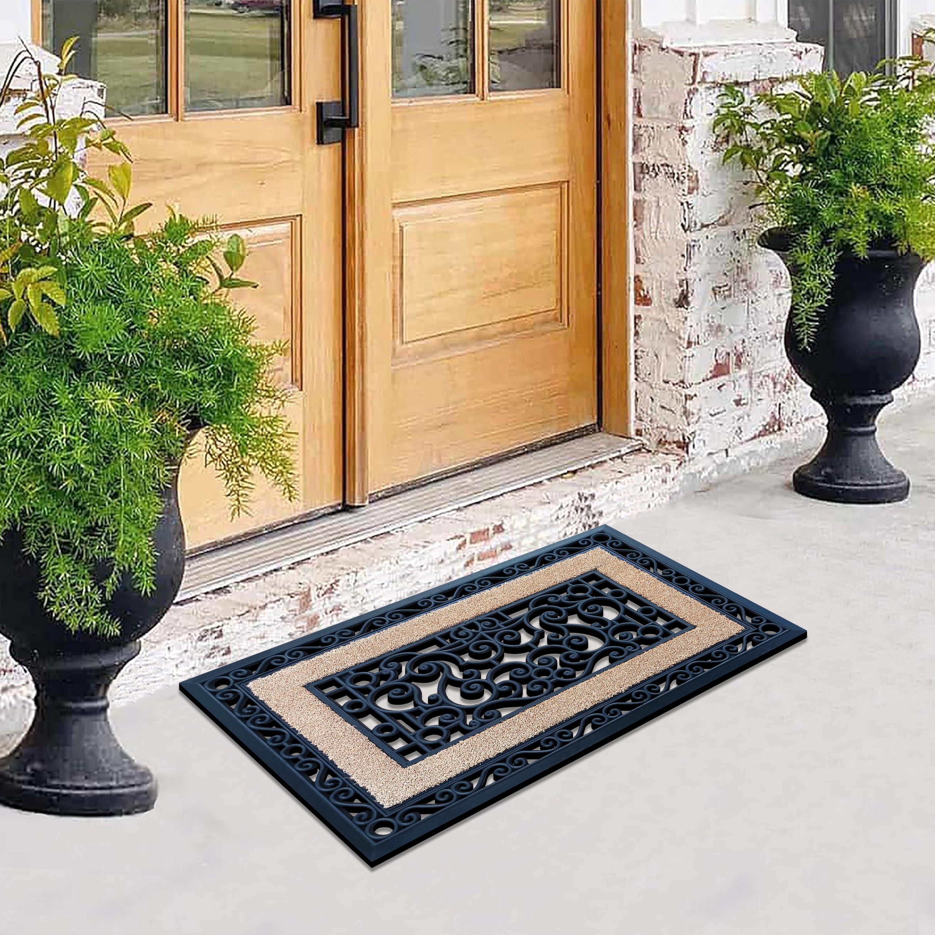 front door mat heavy duty rubber and coir combination