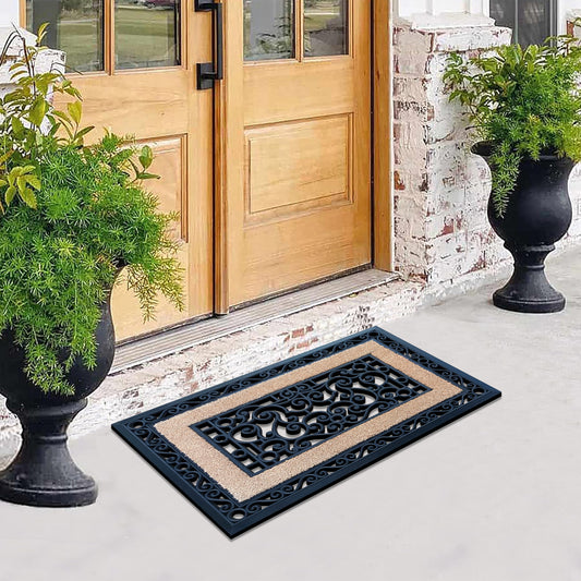front door mat heavy duty rubber and coir combination