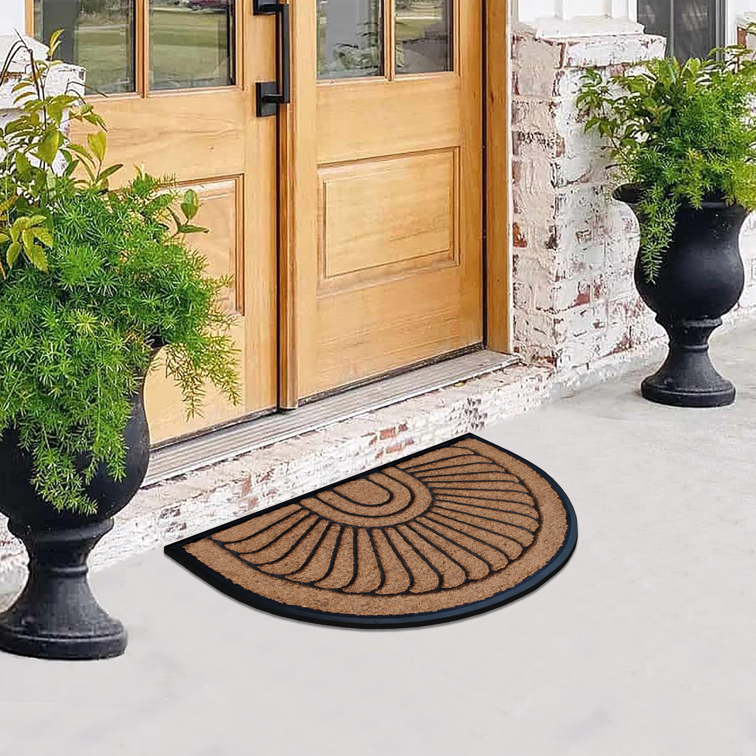 non slip rubber coir half round door mat