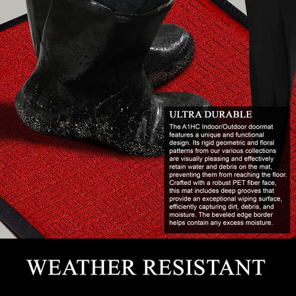 A1HC Indoor Outdoor Doormat Non-Slip Rubber Mat for Entrance, Patio, Garage and Office - Criss Cross