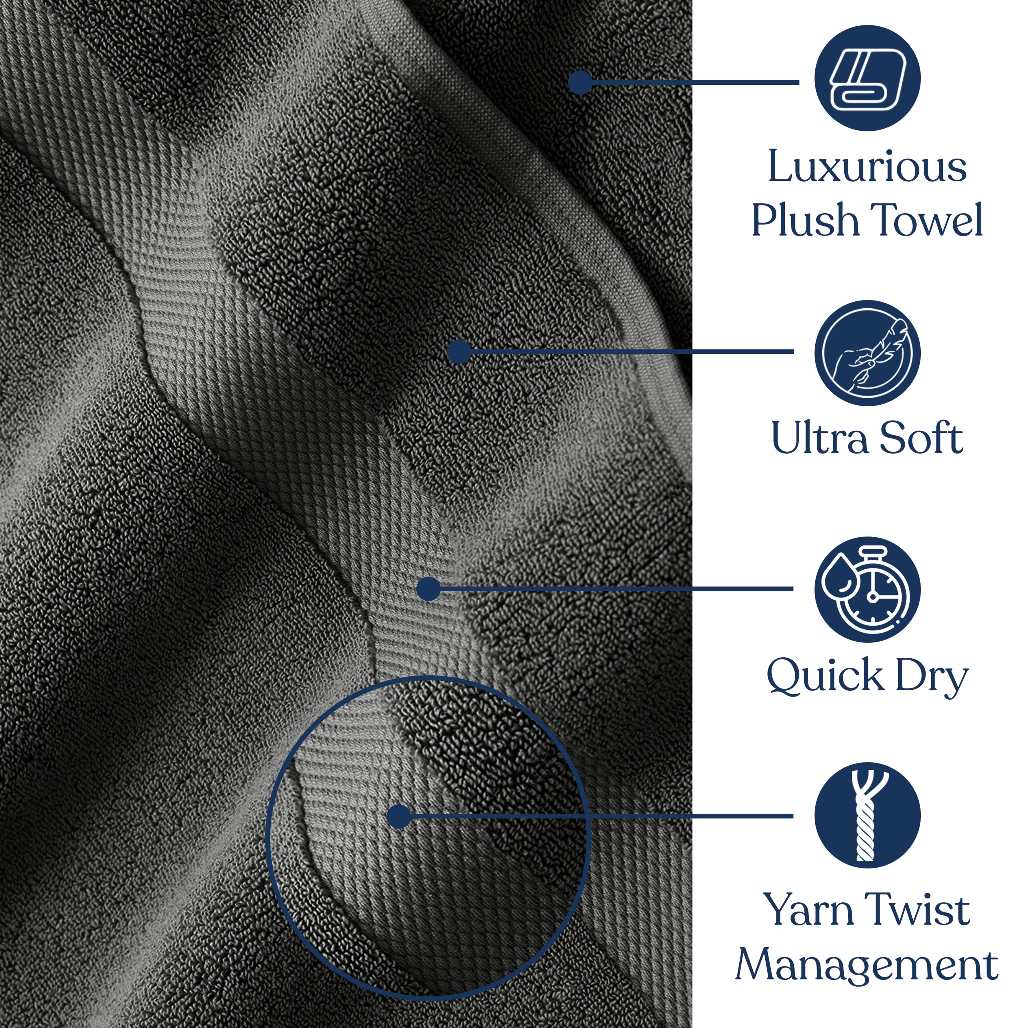 Delara GOTS Certified Organic Cotton Towel Set 6-Piece, Ultra-Plush Spa Towels - 2 Bath, 2 Hand, 2 Washcloths