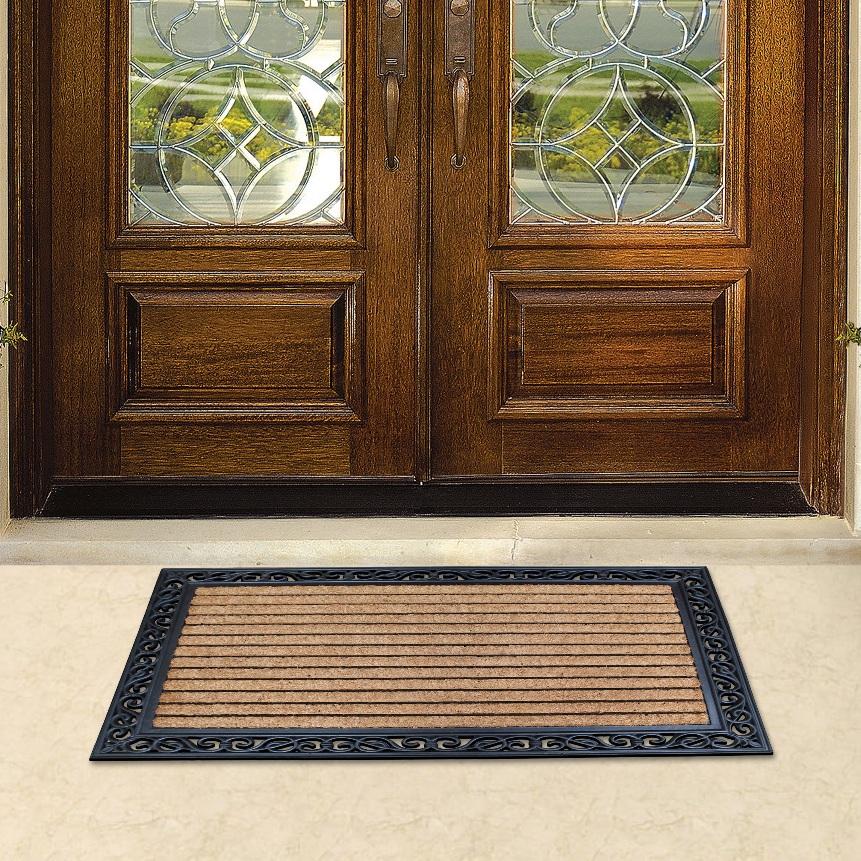 non slip rubber coir doormat for patio and porch