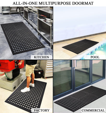 A1HC New All Purpose Anti Fatigue Versatile Commercial Rubber Floor Mat with Drain Holes