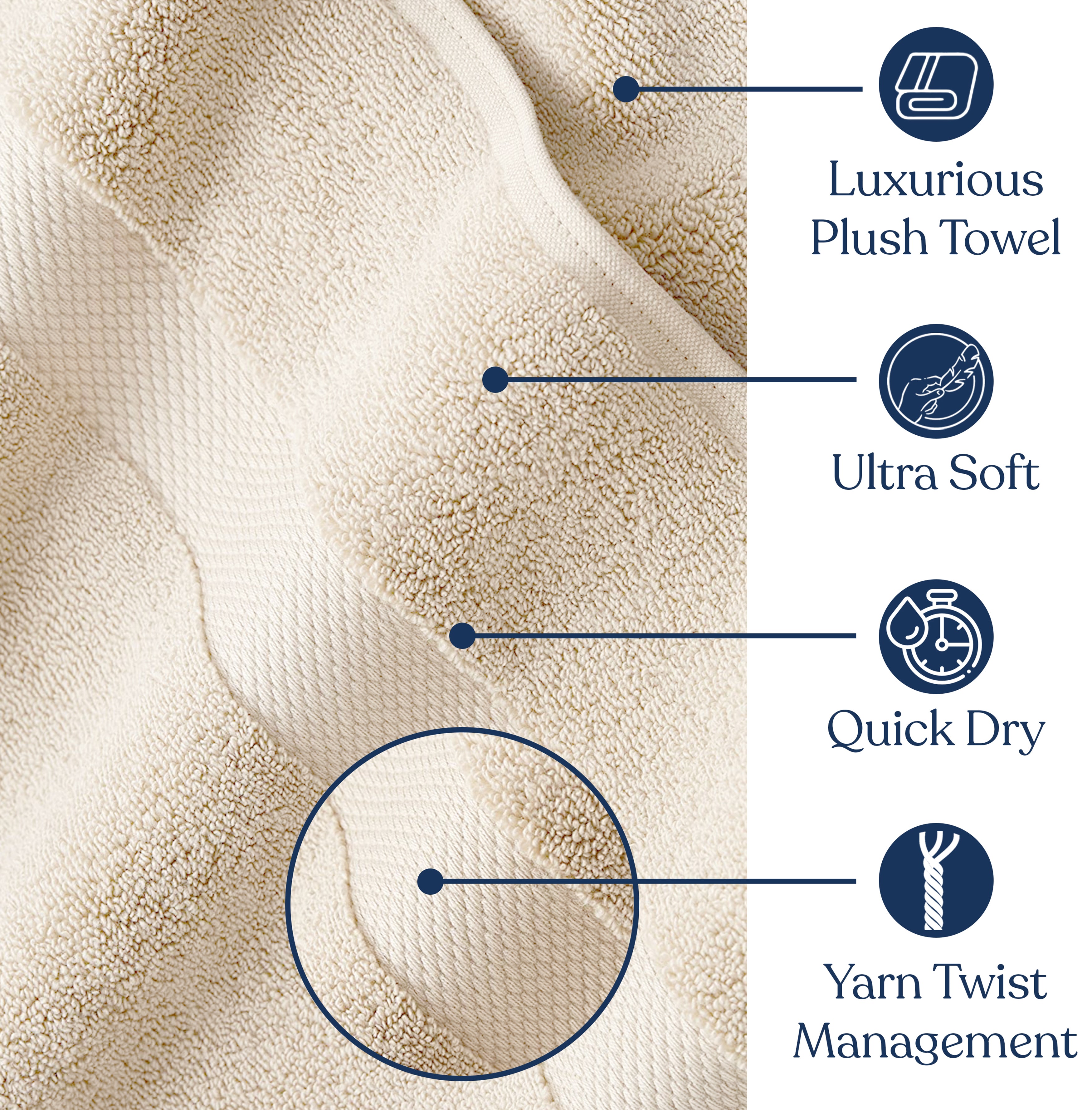 Delara GOTS Certified Organic Cotton Towel Set 6-Piece, Ultra-Plush Spa Towels - 2 Bath, 2 Hand, 2 Washcloths