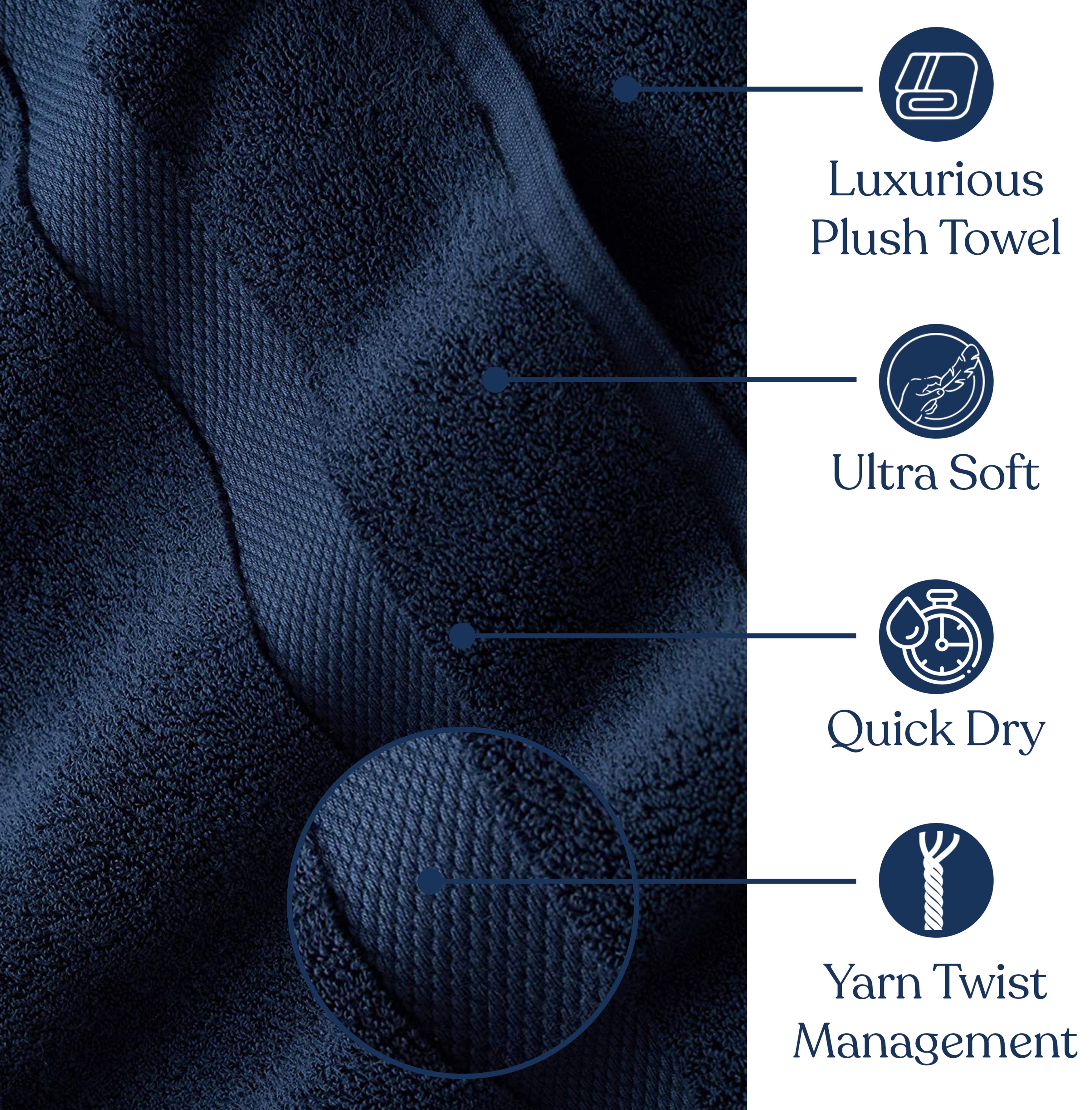 Delara GOTS Certified Organic Cotton Towel Set 6-Piece, Ultra-Plush Spa Towels - 2 Bath, 2 Hand, 2 Washcloths