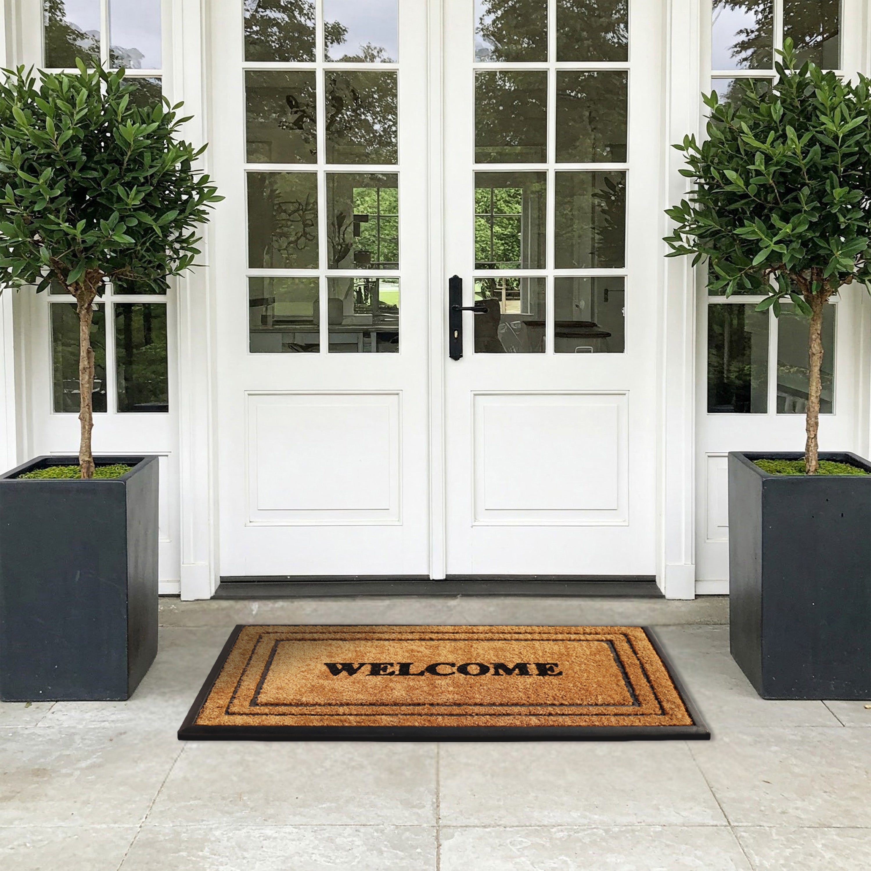 patio door mat coir double border entryway