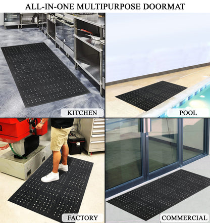 A1HC Anti Fatigue Waterproof  Multi-Purpose Rubber Floor Mat 36"X60" Grease Proof Drainage Mat Black