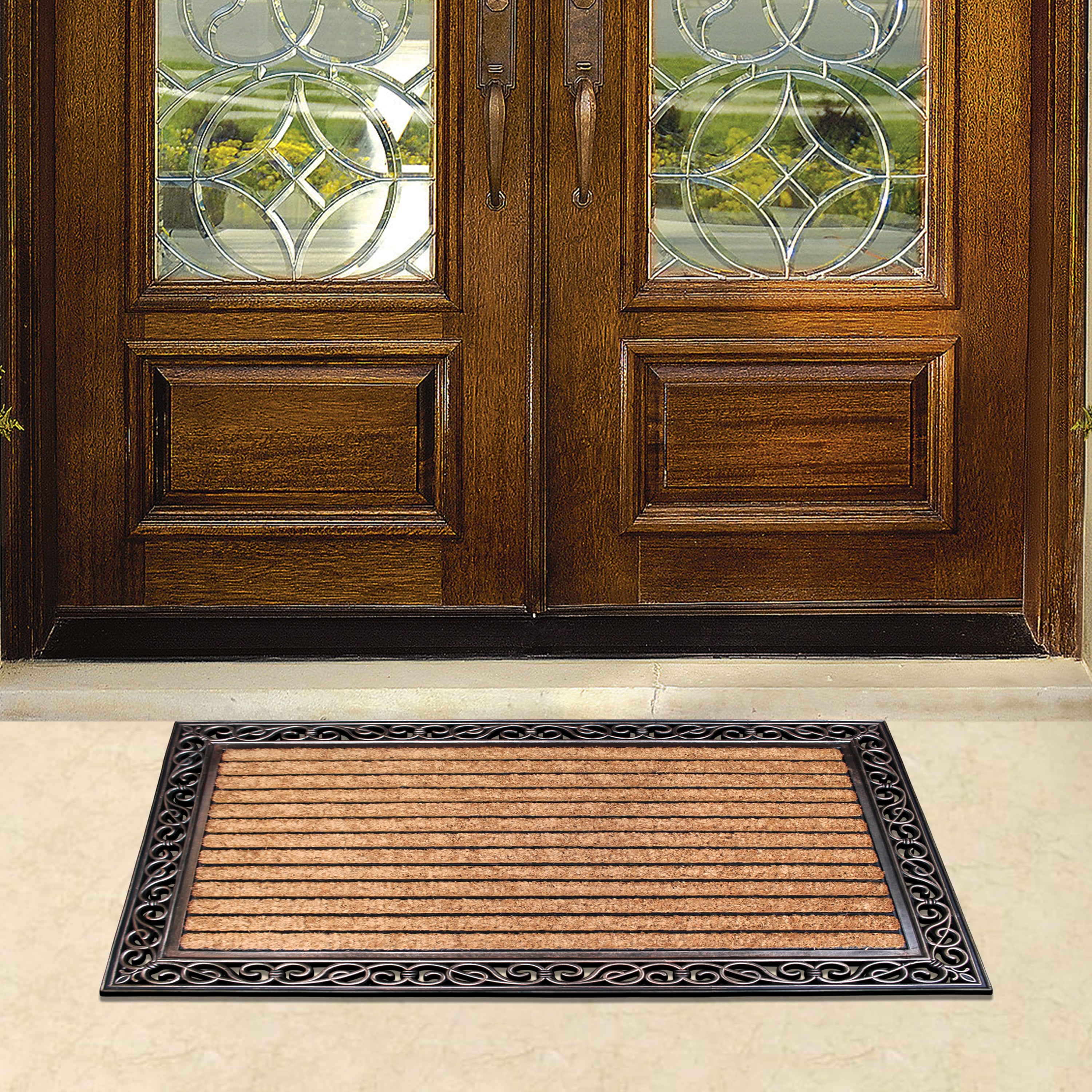 non slip rubber coir doormat for patio and porch