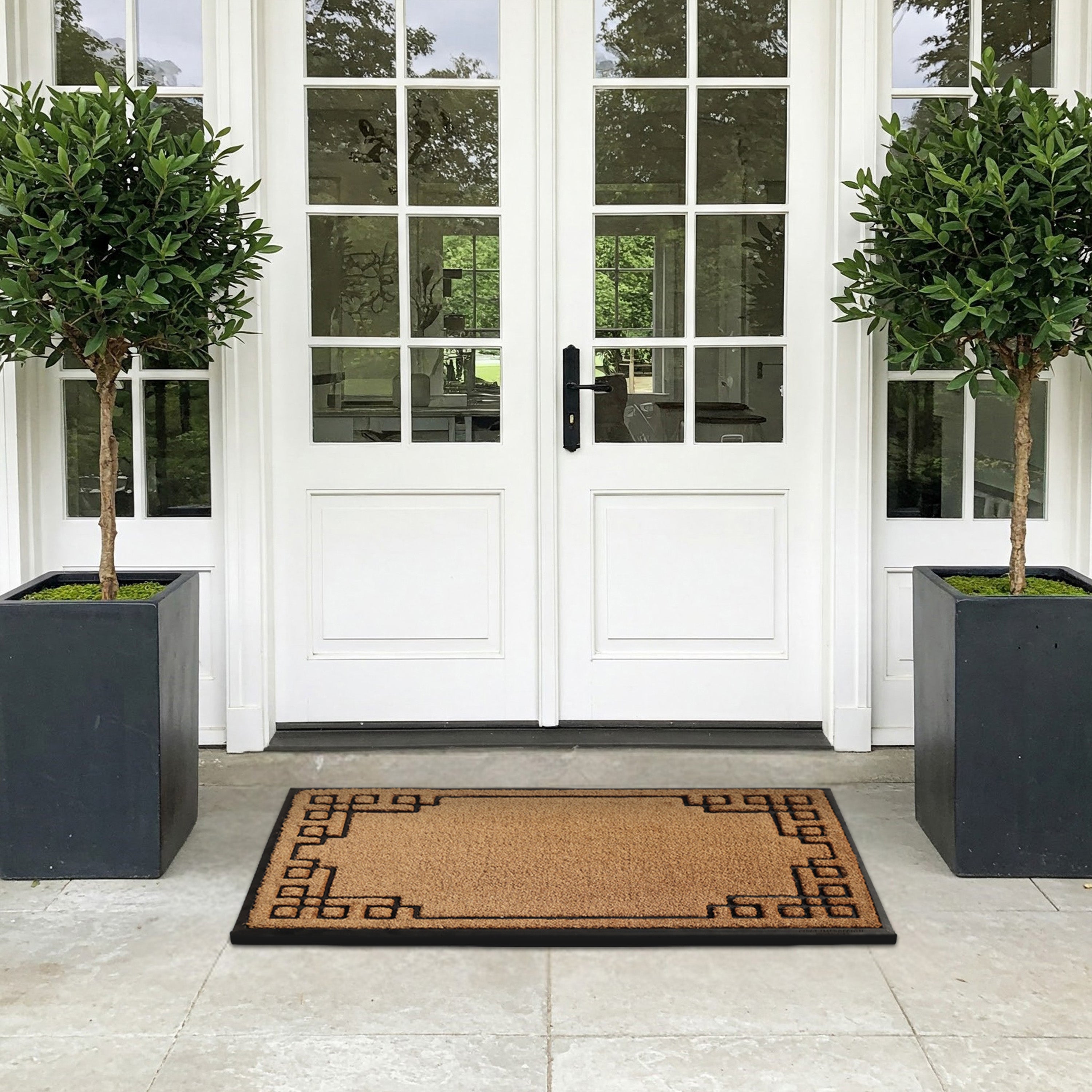 front door coir mat outdoor entryway geometric style