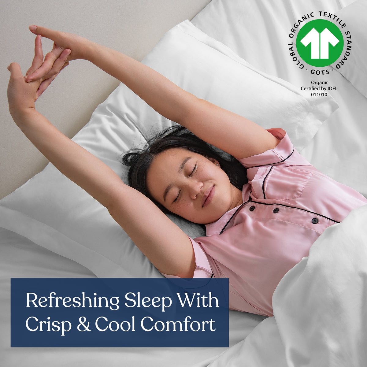 Delara 100% Organic Cotton Percale Weave Sheet sets, 400 TC GOTS Certified, Smooth & Moisture-Wicking Sheets and Pillowcase
