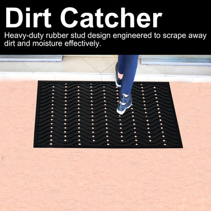 A1HC Natural Rubber Premium Wavy Scrapper Floor Mat for Heavy Traffic Commercial and Residential Use