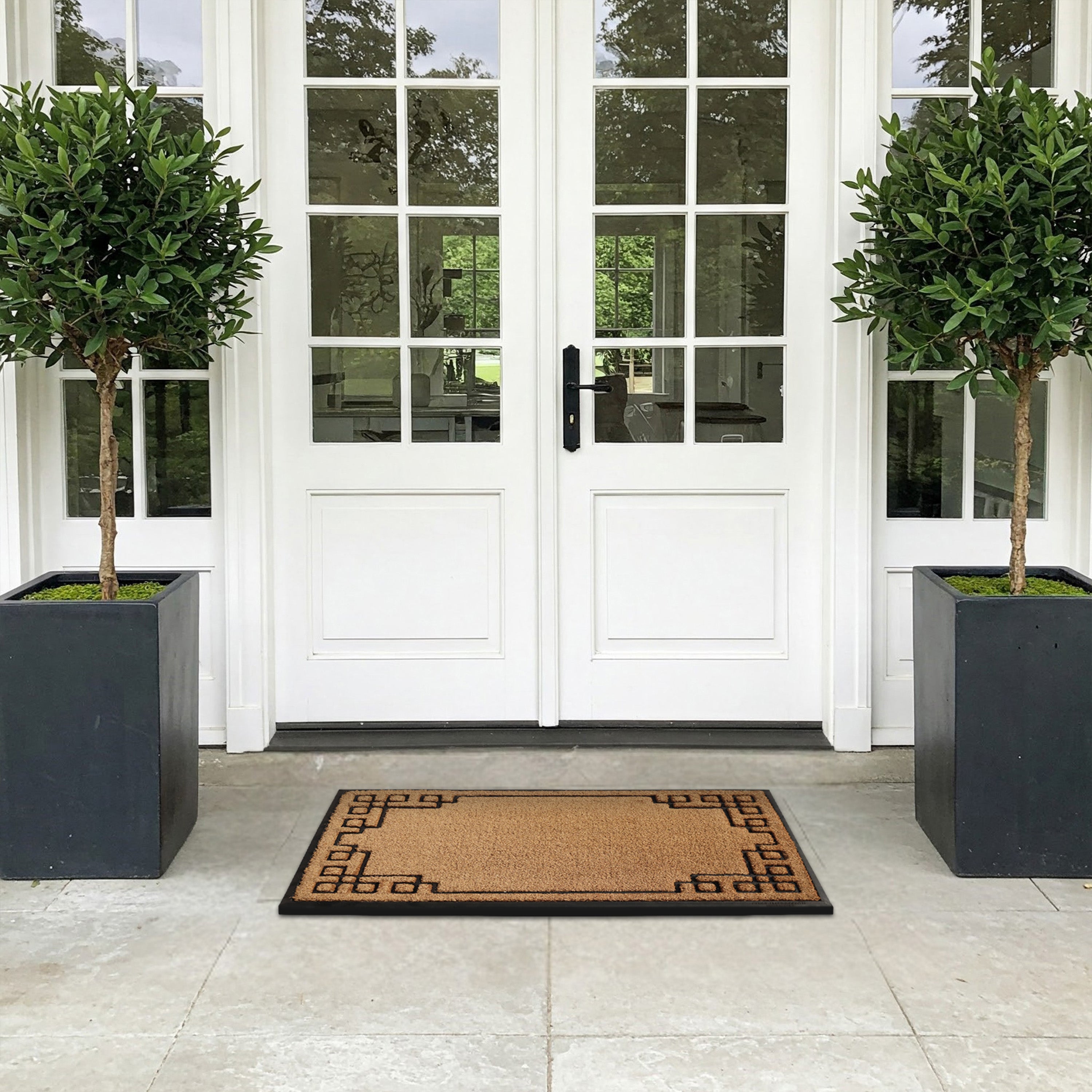 front door coir mat outdoor entryway geometric style