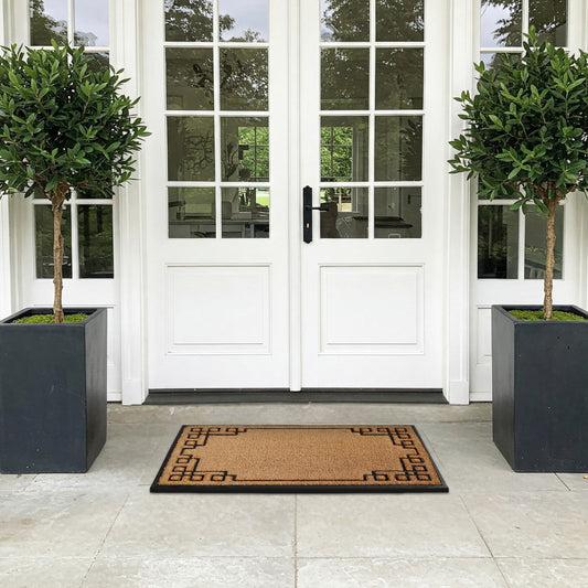 front door coir mat outdoor entryway geometric style