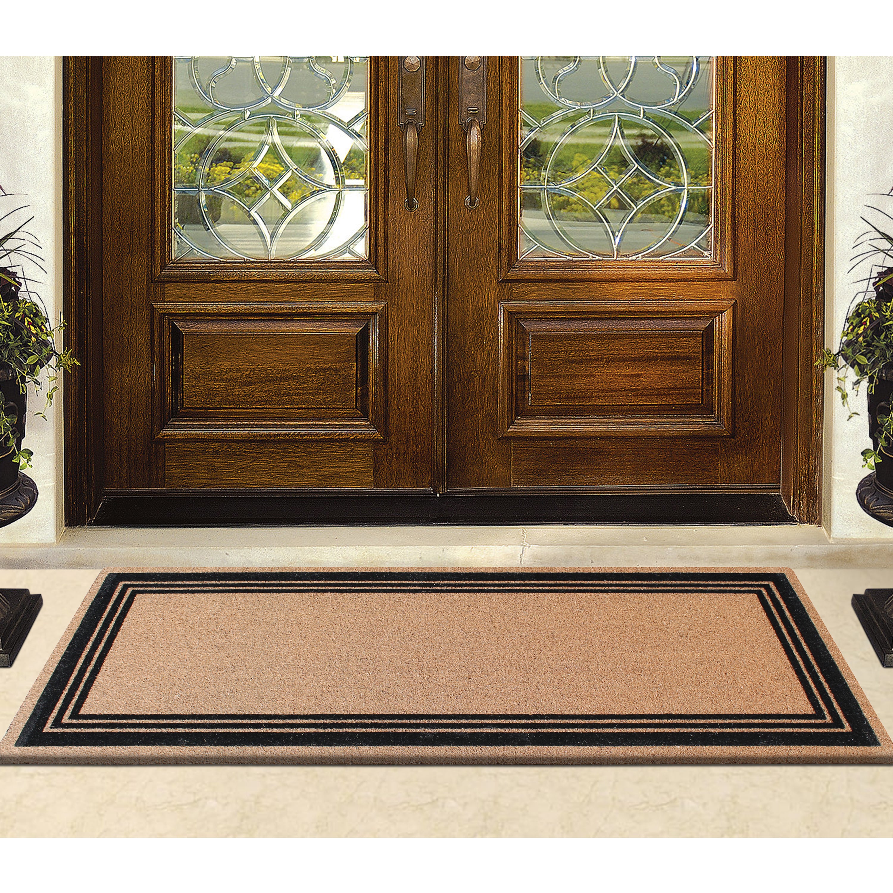 A1HC Classic Design Coir Doormat – Outdoor Coco Coir Front Door Mat with Non-Slip PVC Backing for Entryway, Porch & Patio