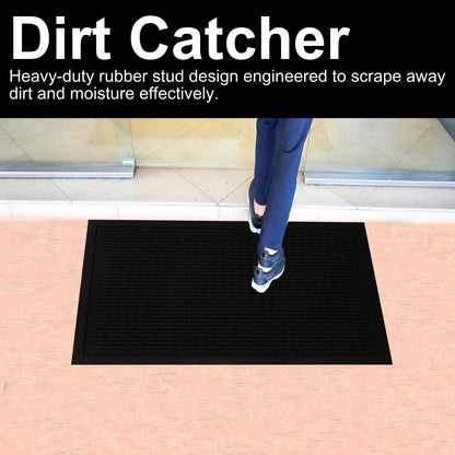 A1HC Natural Rubber Premium Capsule Scrapper Floor Mat for Commercial & Heavy Traffic Area Black