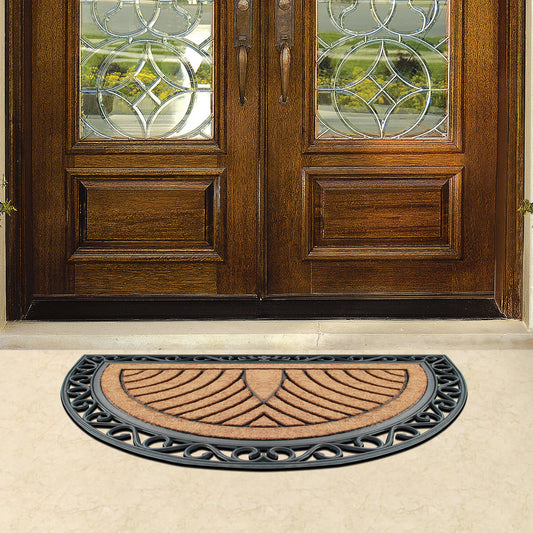patio door mat coir geometric pattern half circle