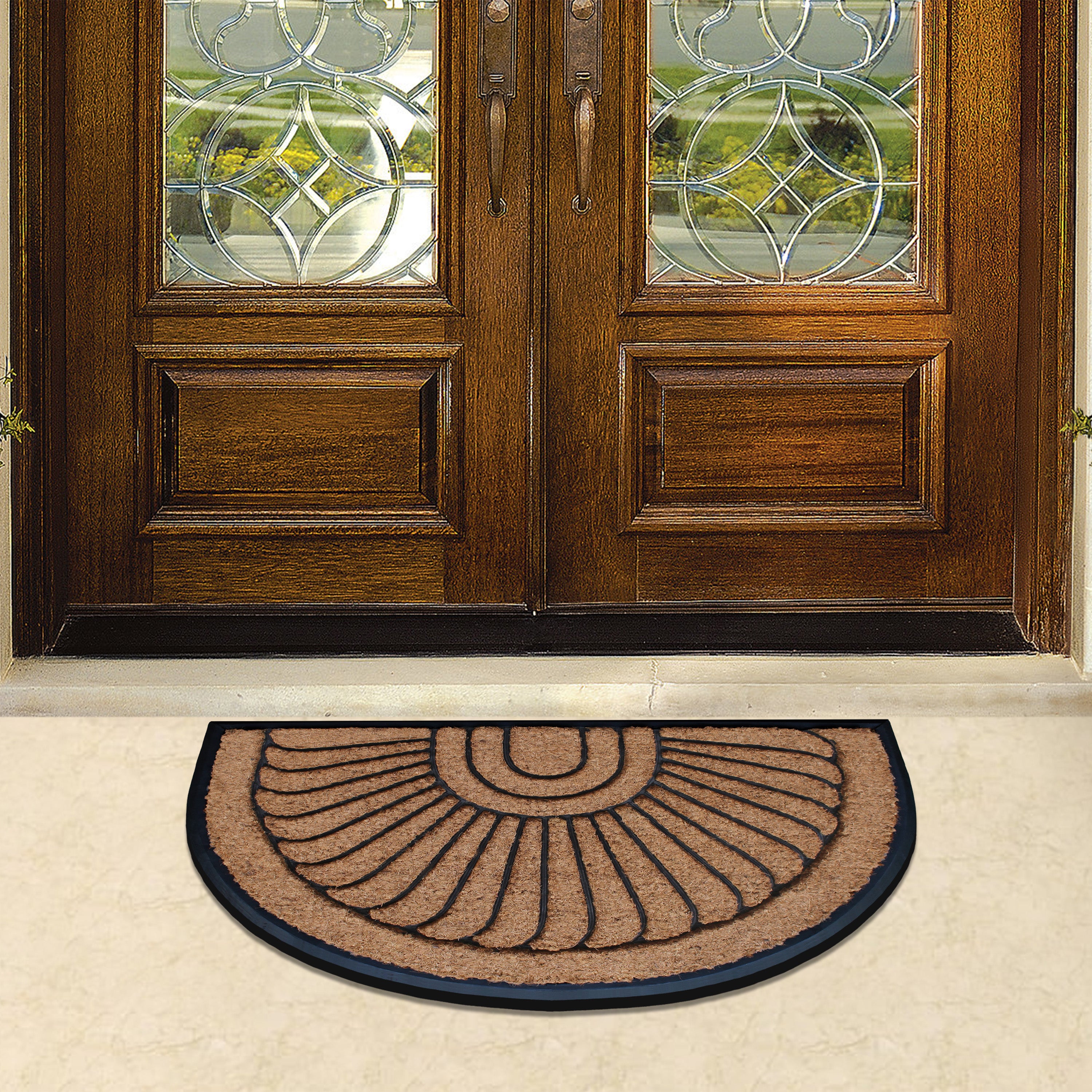 patio door mat coir curved shape outdoor