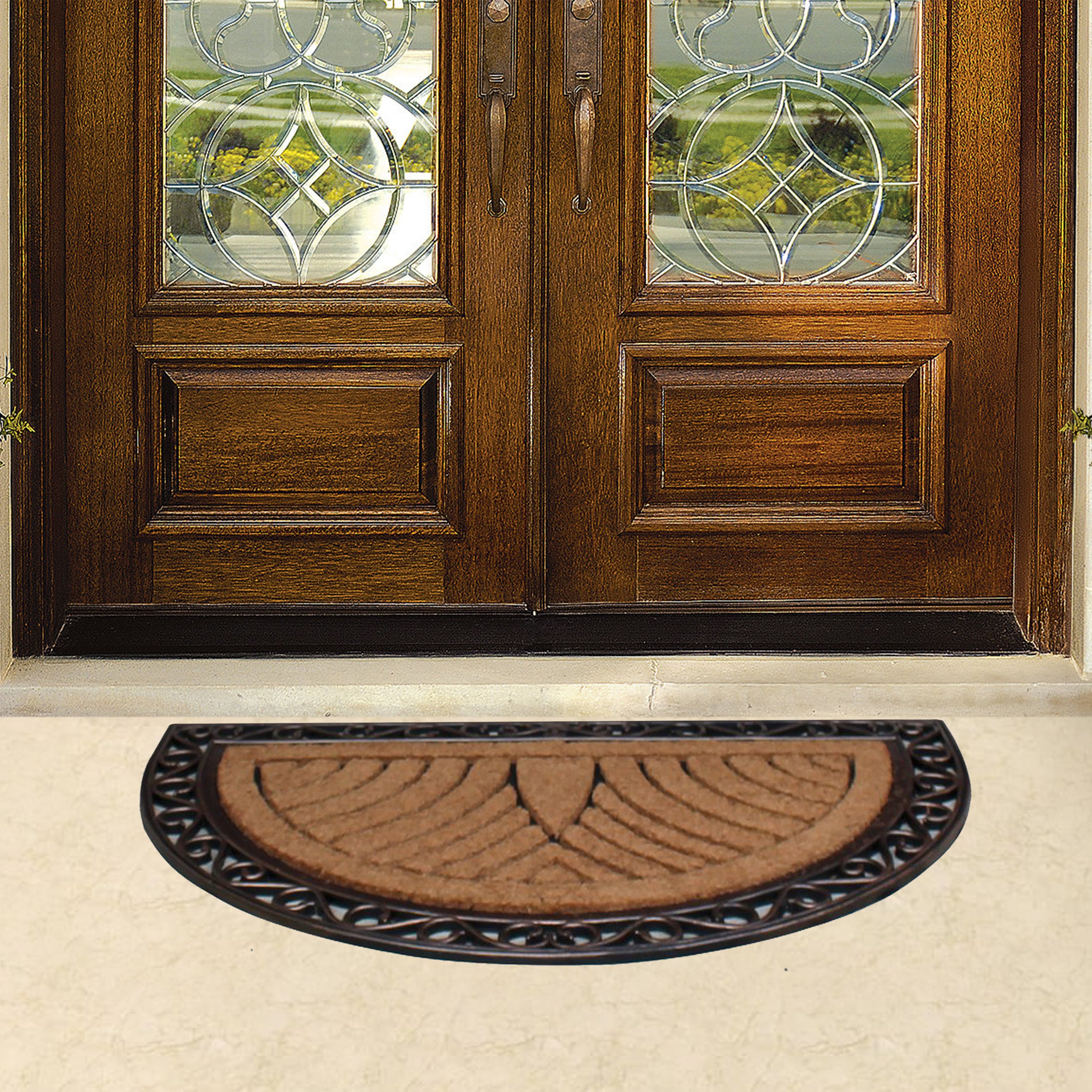 patio door mat coir geometric pattern half circle