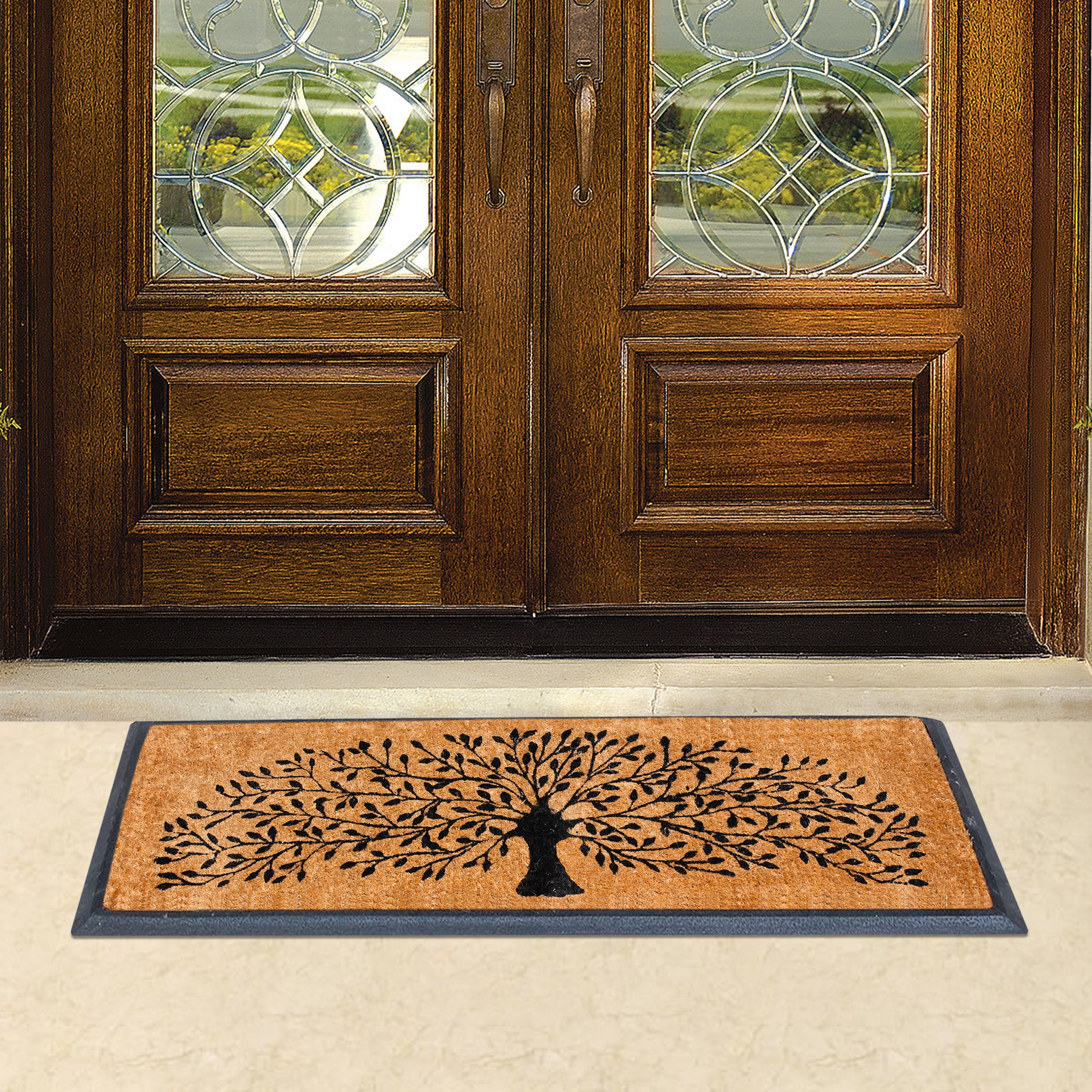 patio coir doormat tree design entryway