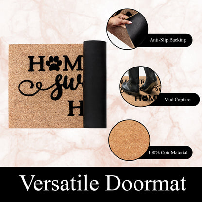 A1HC Natural Coir Flocked Door mat with Heavy Duty Non-Slip PVC Backing, Low-Profile Durable Doormat