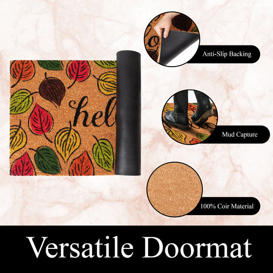 Hello Autumn Leaves Coir Doormat 18x30, view 5